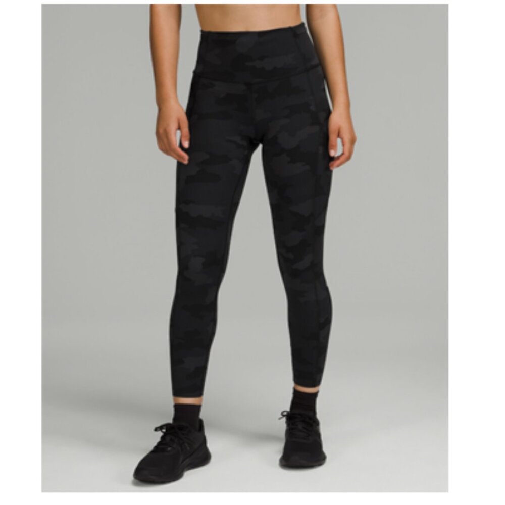Lululemon - Fast and Free High-Rise Tight 25" - Sz 14 - Black & grey camo